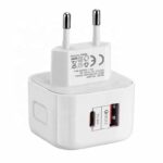 Hálózati gyorstöltő adapter 20W (Type C + USB A)